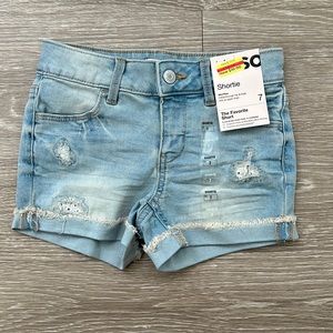 Distressed, Light Denim Shorts for Girls
